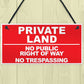 PRIVATE LAND NO PUBLIC RIGHT WAY NO TRESPASSING Hanging Plaque