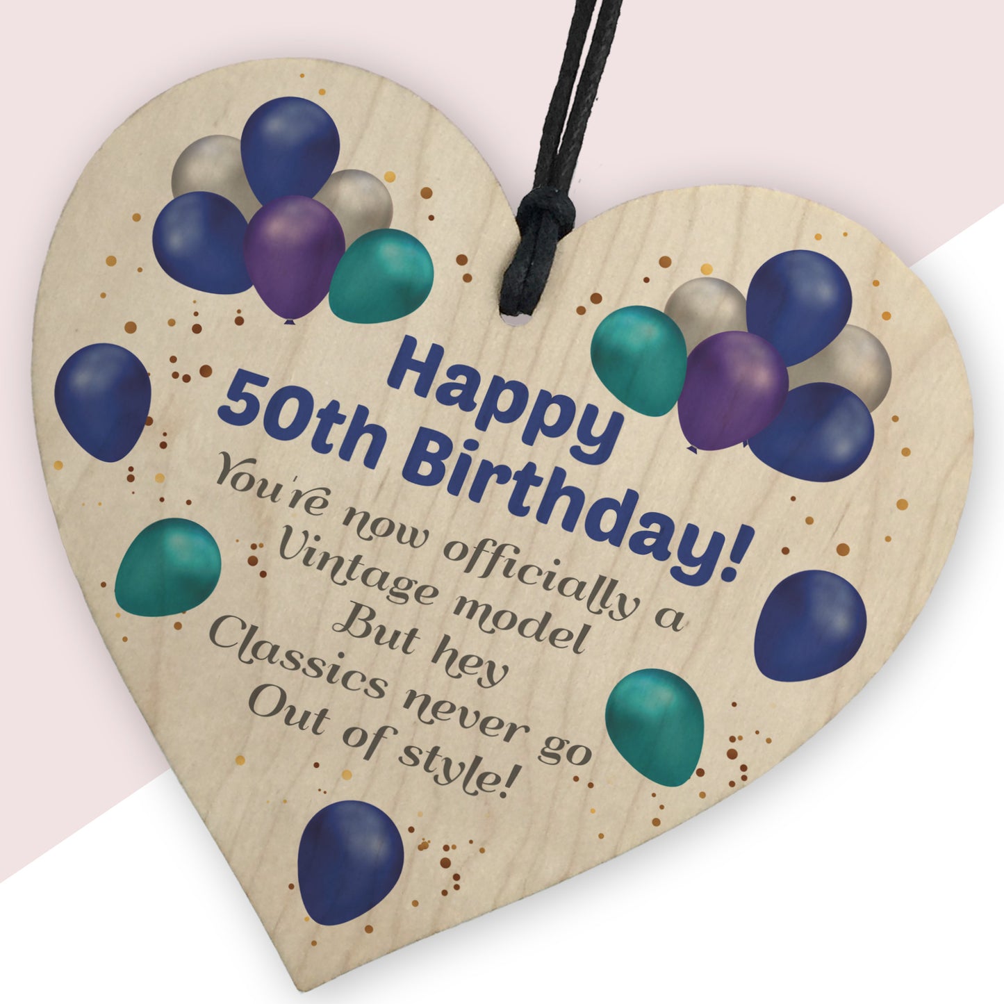 Unique Funny 50th Birthday Gifts for Men Wood Heart Dad Grandad