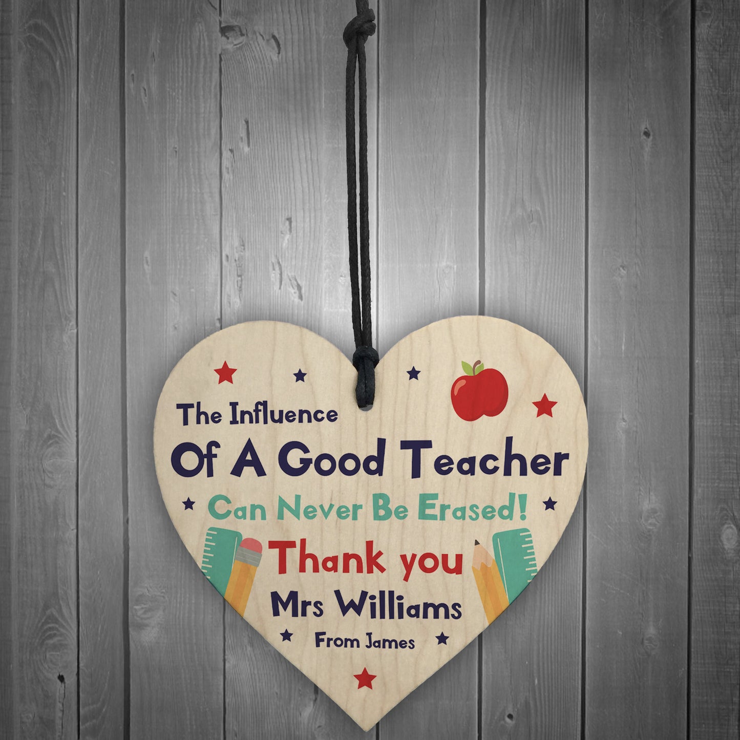 Personalised Teacher Gifts Wood Heart Cute Thank You Gift