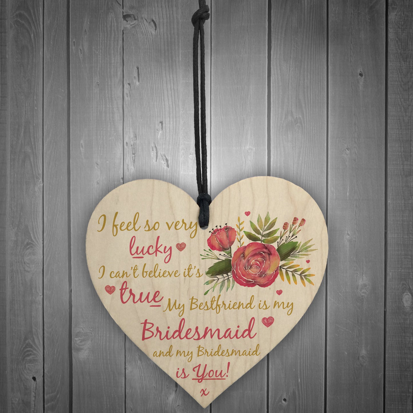 Wedding Bestfriend Bridesmaid Wooden Hanging Heart Wedding GIFT