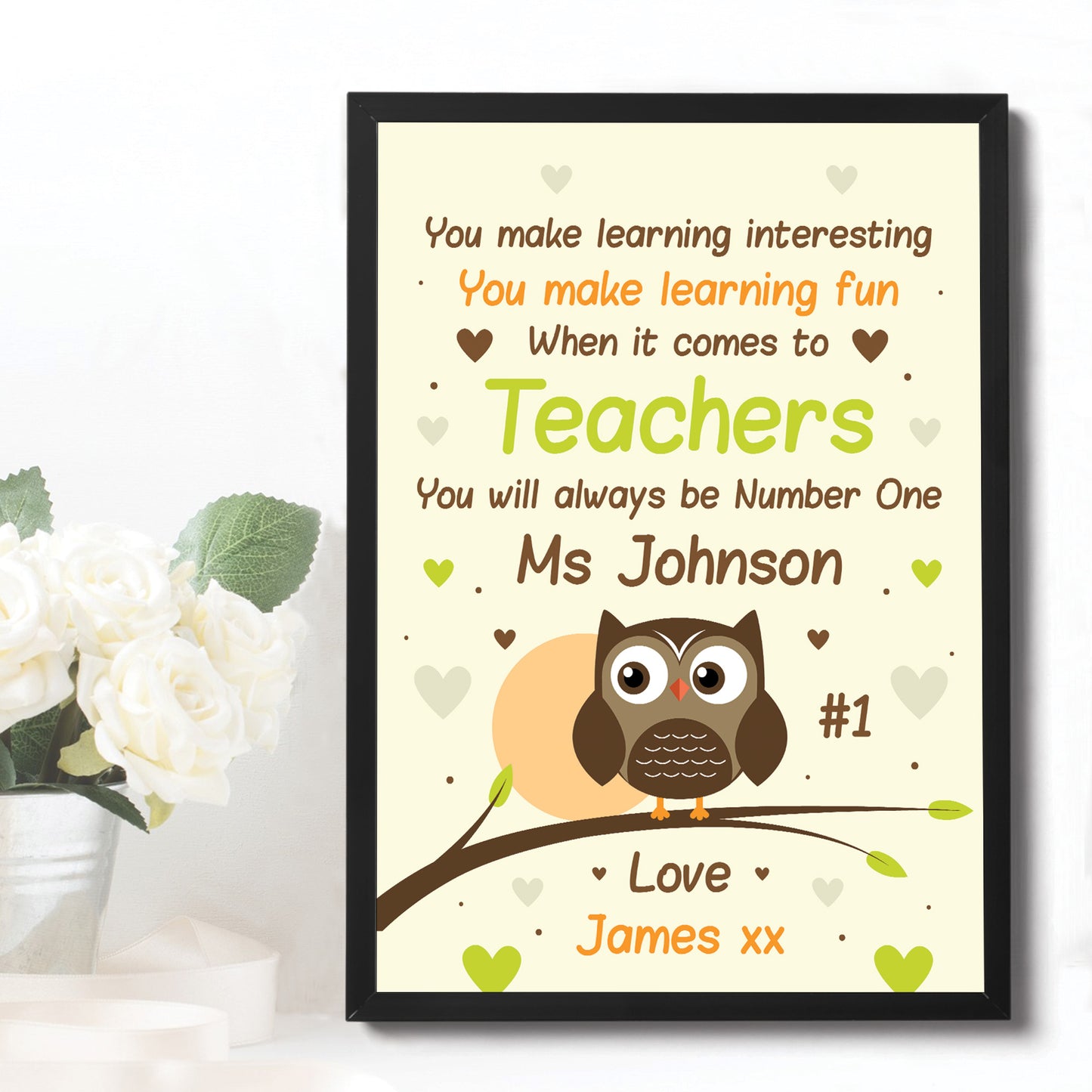 Personalised Thankyou Teacher And Assistant Leaving School Gift