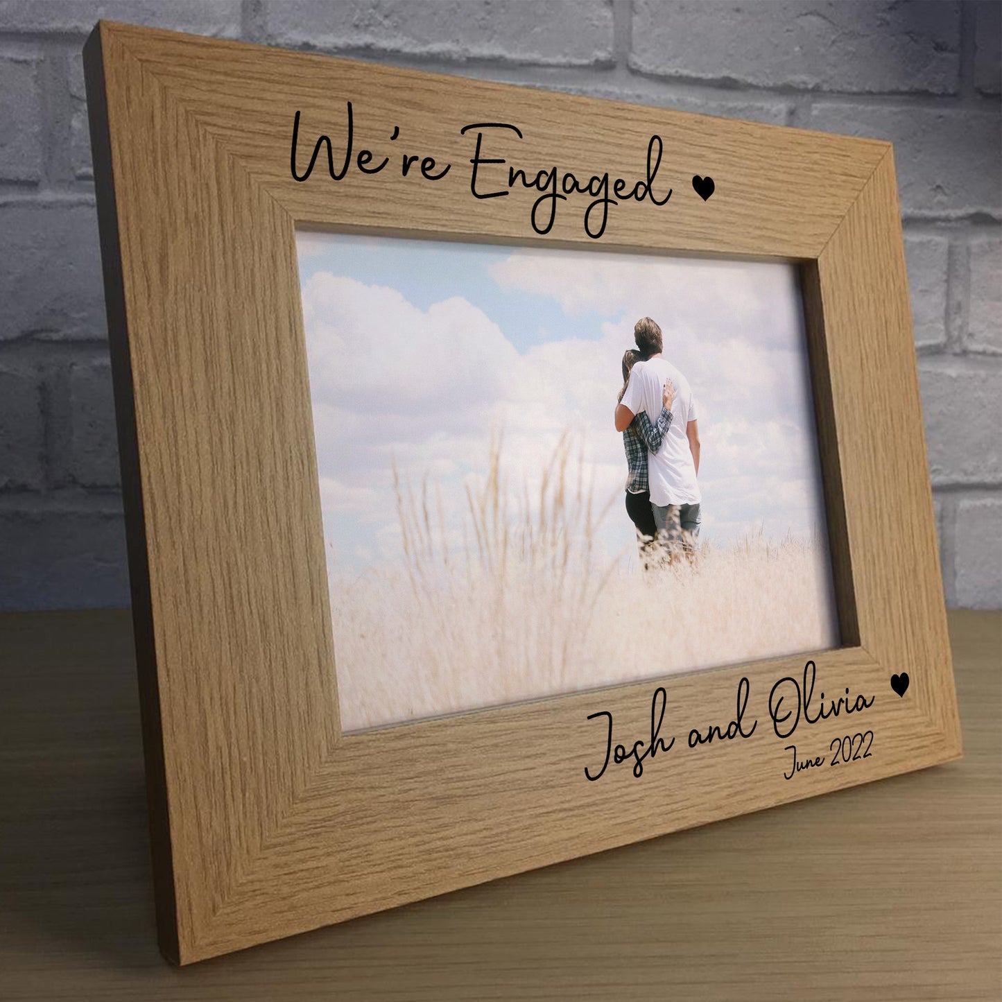 Personalised Wooden Photo Frame Engraved 7X5 Engagement Gift