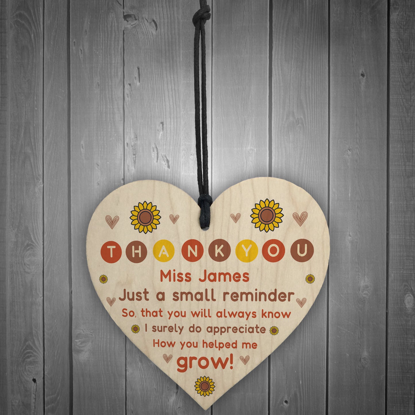 Thank You Teacher Gift Personalised Heart Teaching Assistant