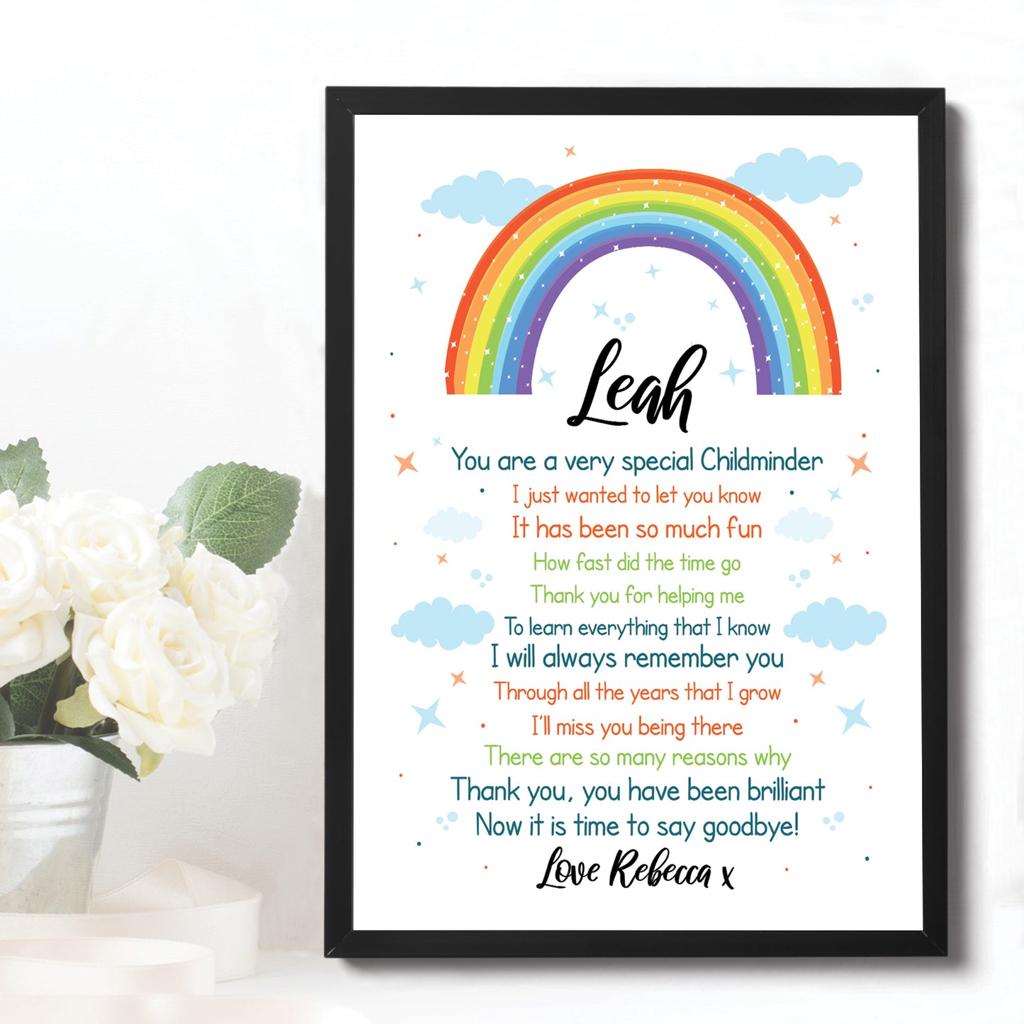 Personalised Rainbow Childminder Thank You Teacher Gift