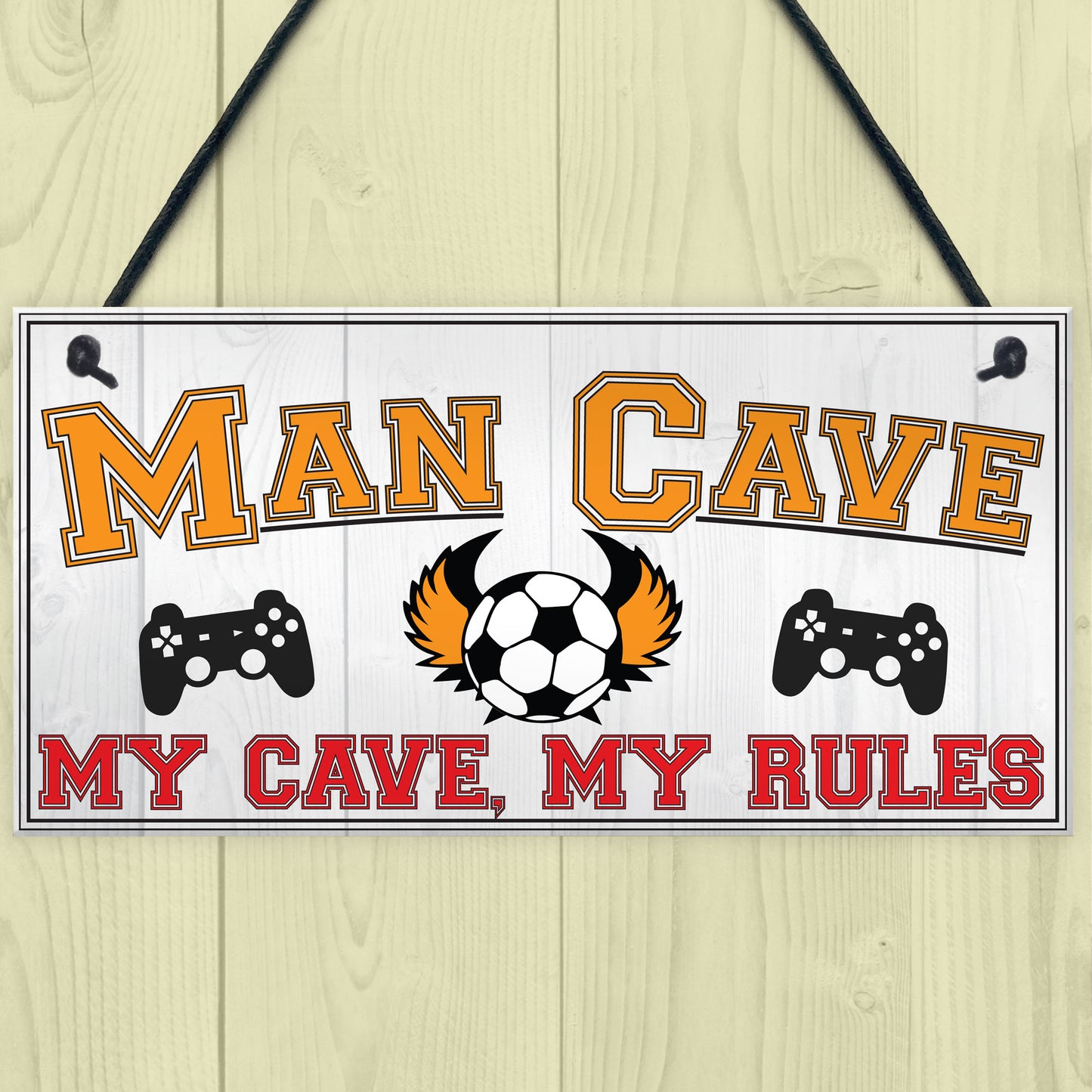 Man Cave Rules Gaming Shed Garage Funny Home Bar Hanging Plaque