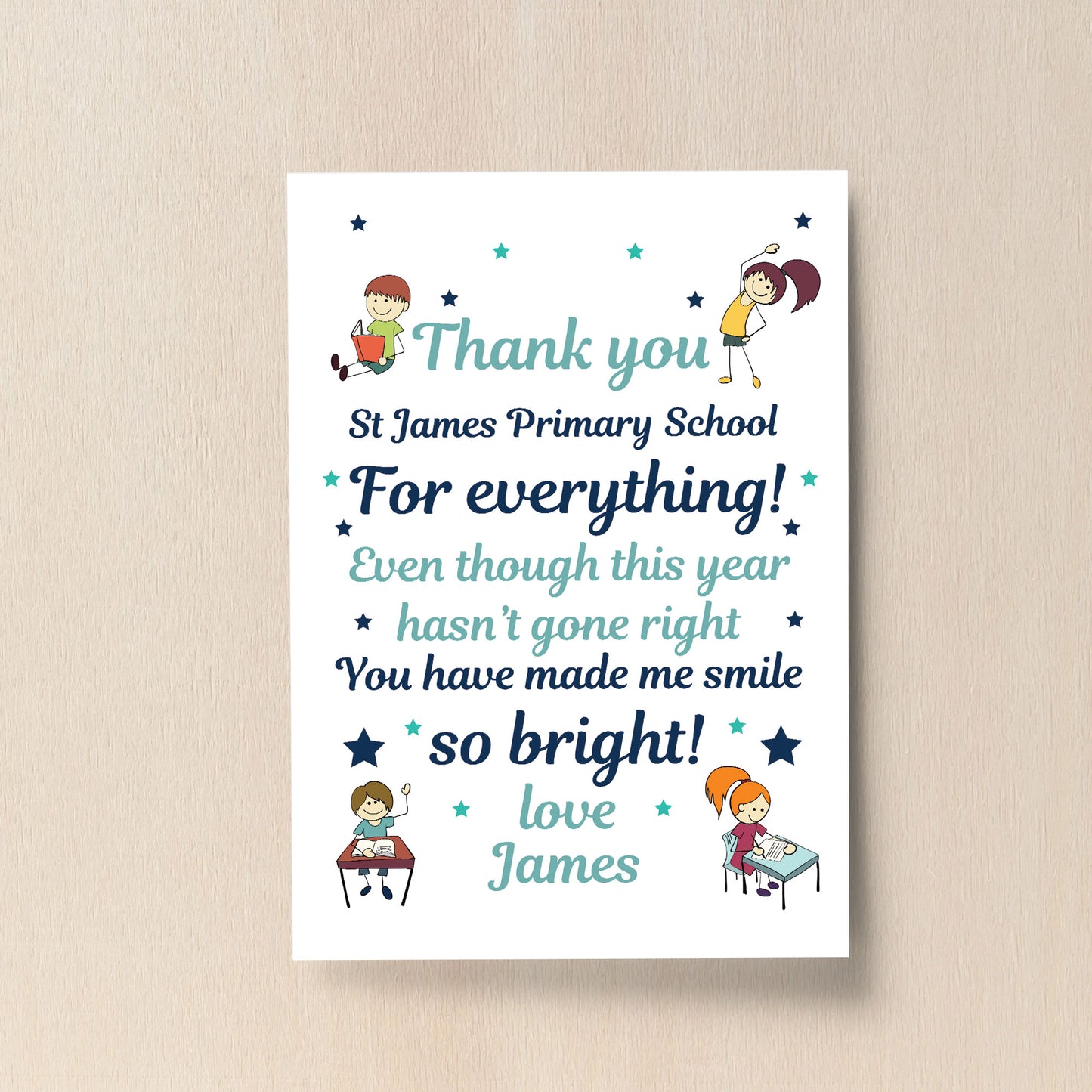 Personalised Teacher Print Thank You Gift For Nursery Preschool