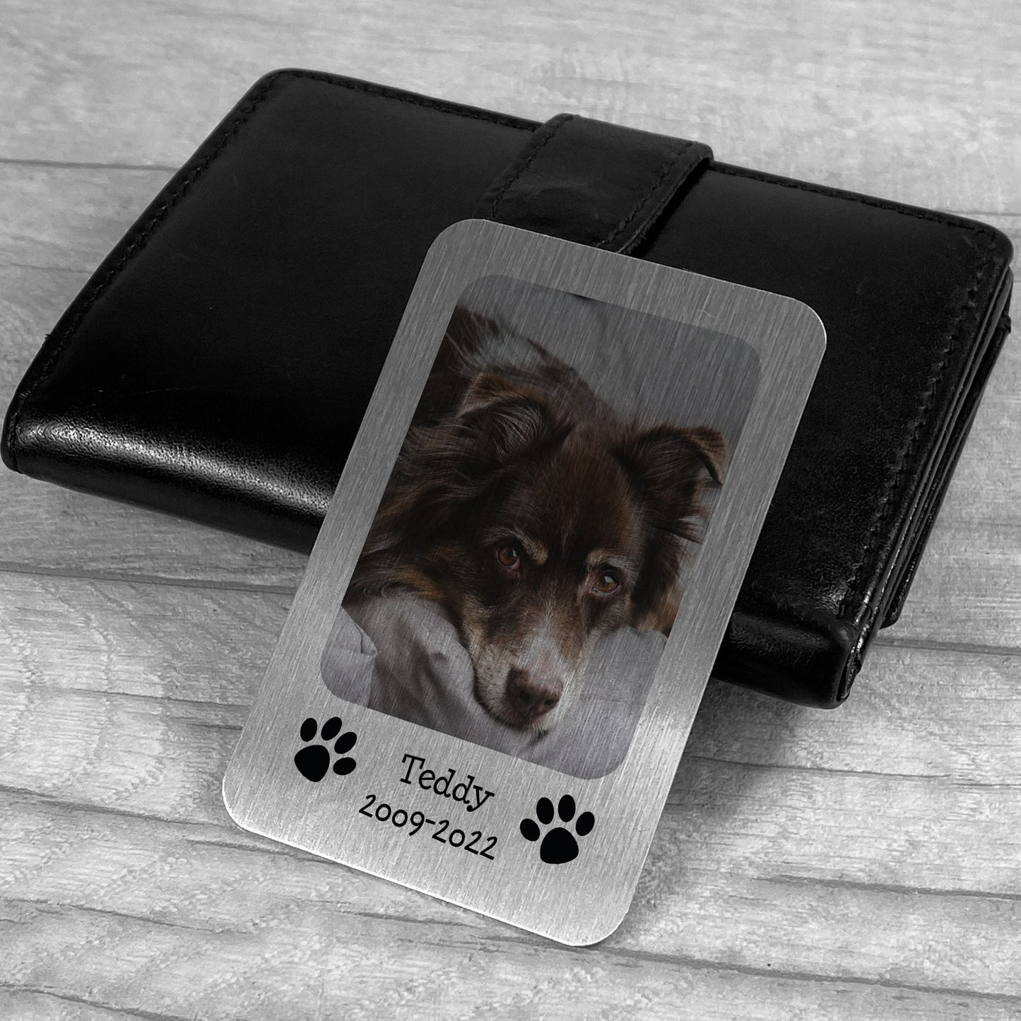 Pet Memorial Gift Personalised Photo Wallet Card Dog Cat