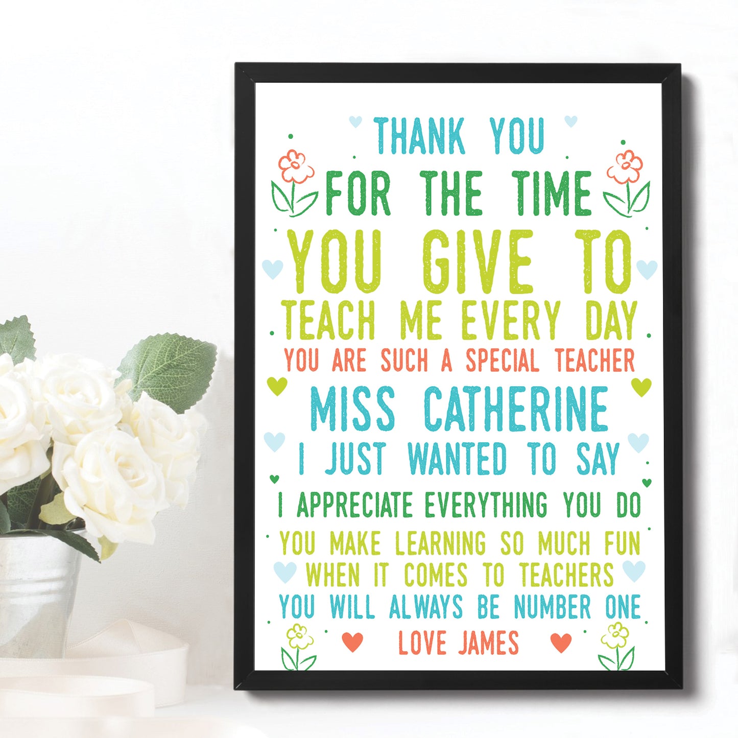 Teacher Thank You Poem Personalised Print Leaving School Present