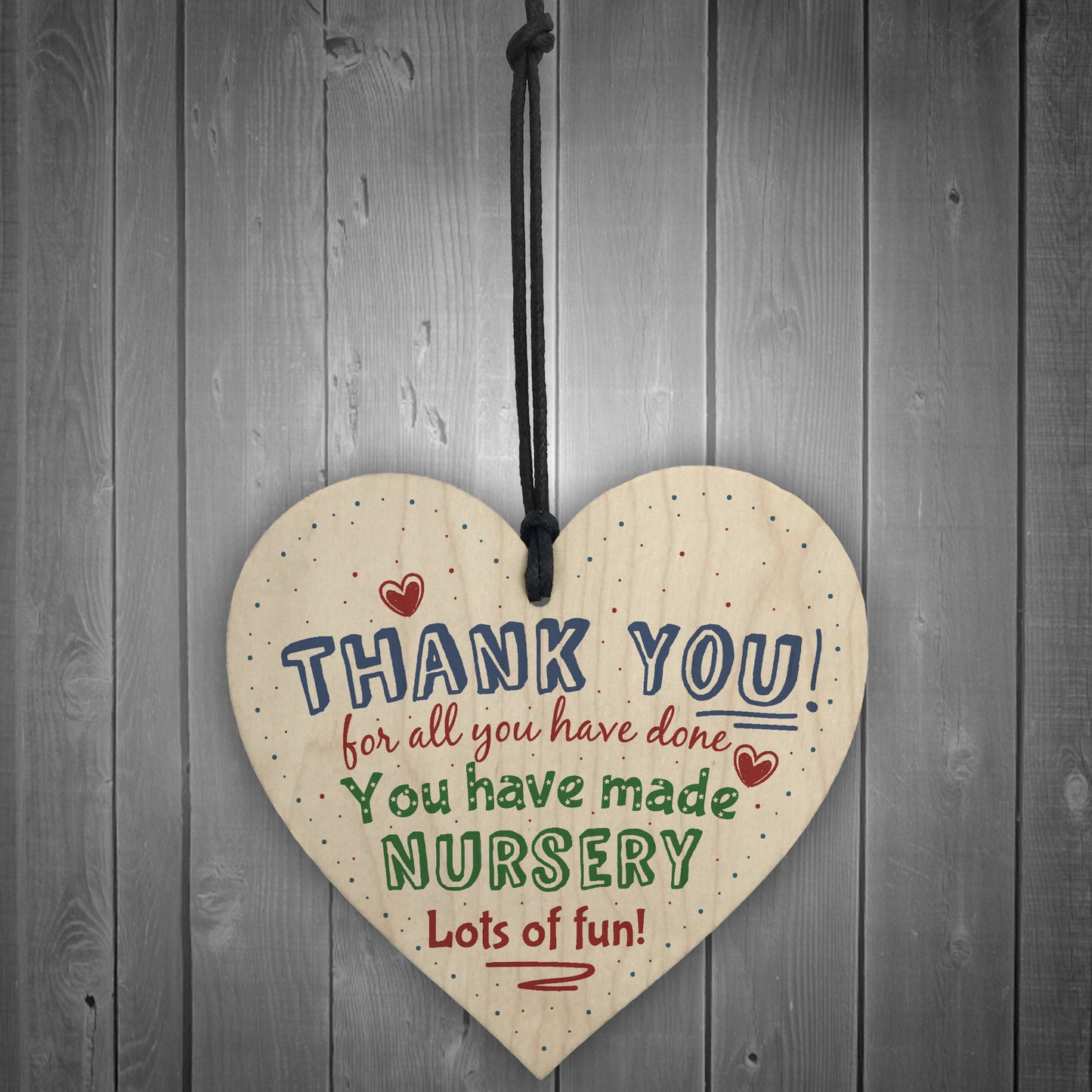 Thank You Nursery Teacher Gift Wooden Heart Sign Leaving Present