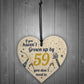 Funny Happy Birthday 59 Wood Heart Man Wife Grandma Grandad