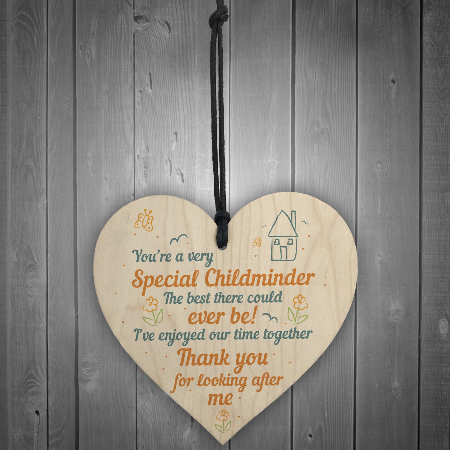Special Childminder Shabby Chic Heart Babysitter Plaque Thankyou