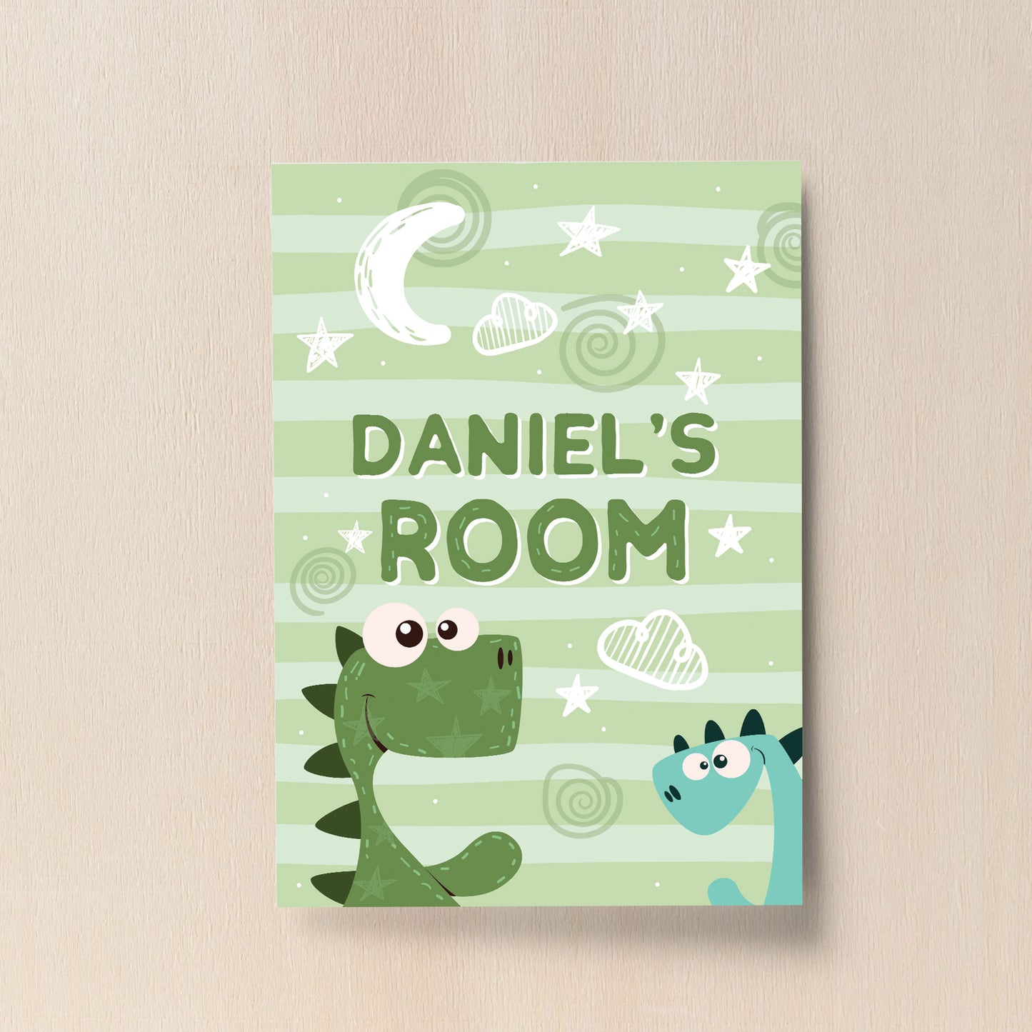 Personalised Nursery Decor Boys Bedroom Sign Dinosaur Print Gift