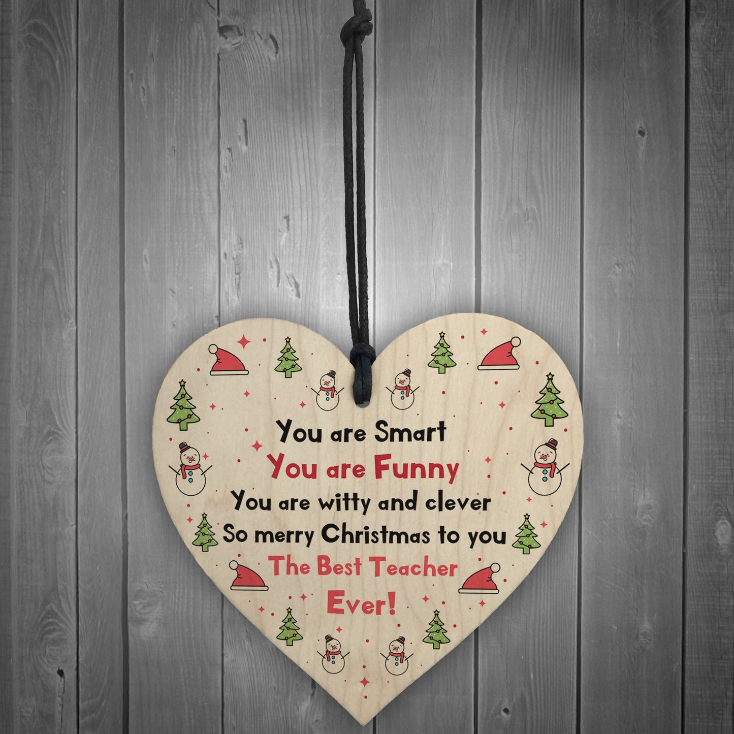 Handmade Teacher Gift For Christmas Wood Heart Thank You Gift