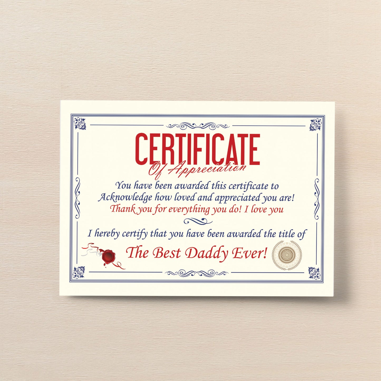 Funny Unusual Daddy Gift Certificate Fathers Day Birthday Gift