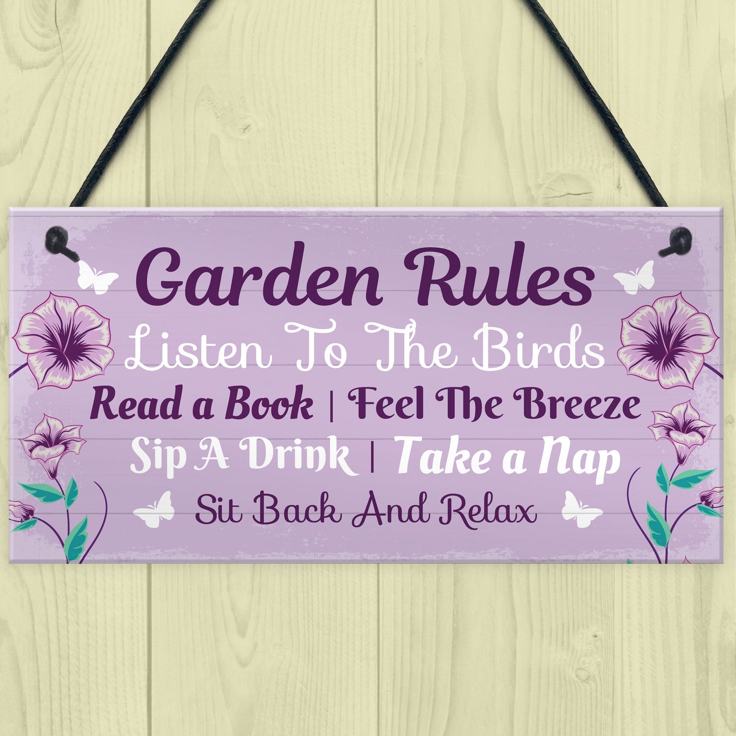 Garden Rules Novelty Hanging Plaque Summer House Accessories