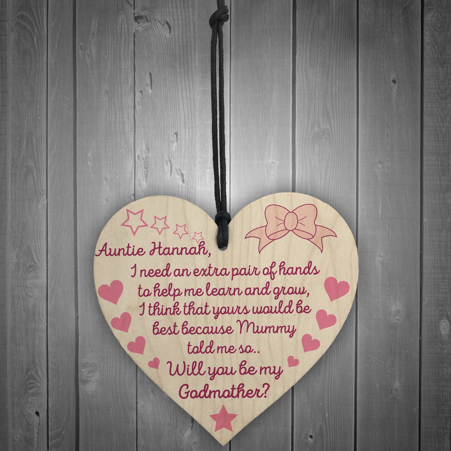 Personalised Will You be My Godmother Godparent Hanging Plaque