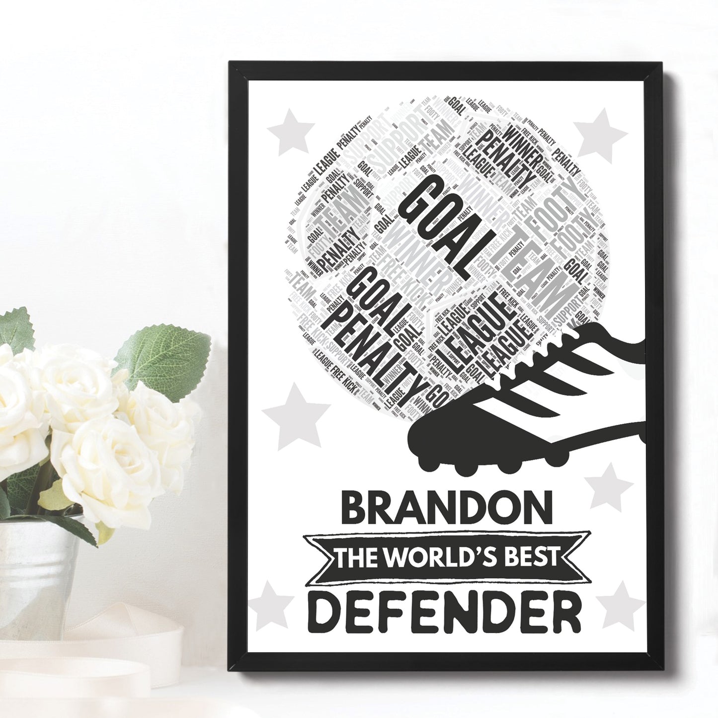 Personalised Football Word Art Print Footballer Football Team