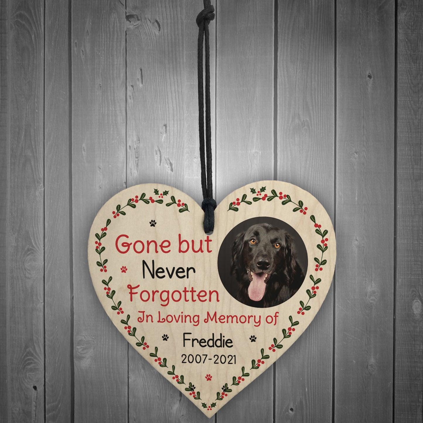 Special Memorial Gift For Dog Pet Wood Heart Personalised