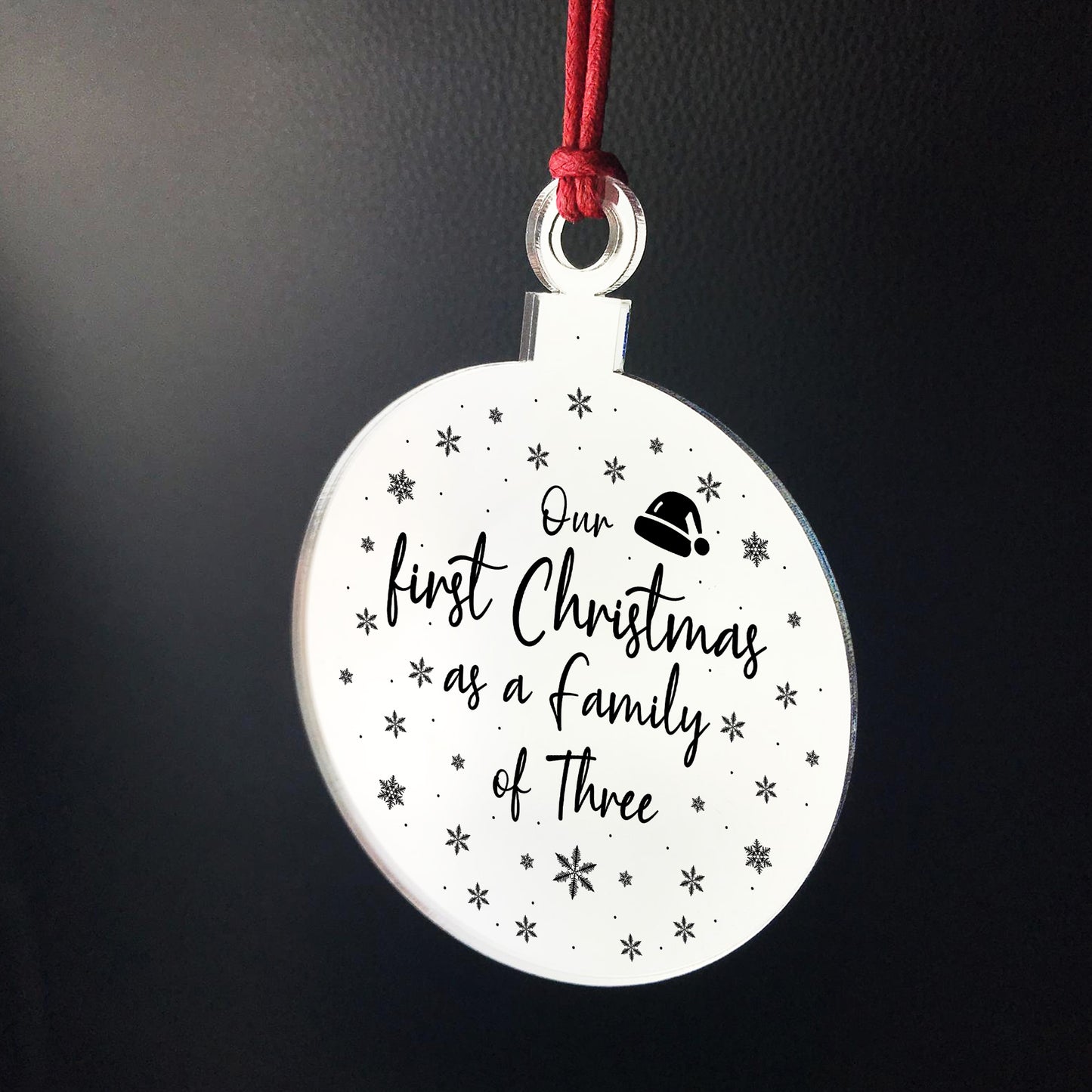 1st Christmas As A Family Of Three Engraved Tree Decoration