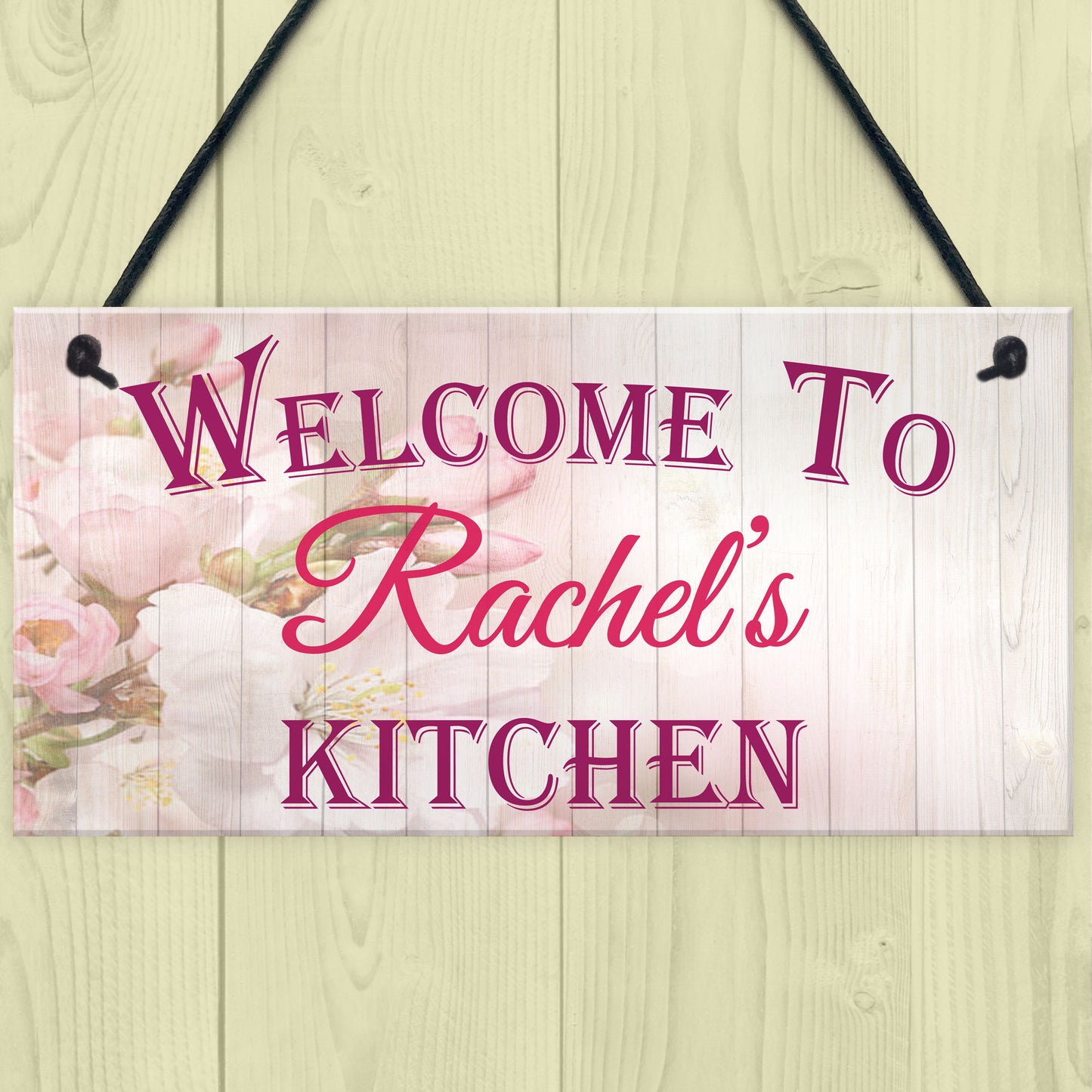 Personalised Kitchen Welcome Hanging Plaque