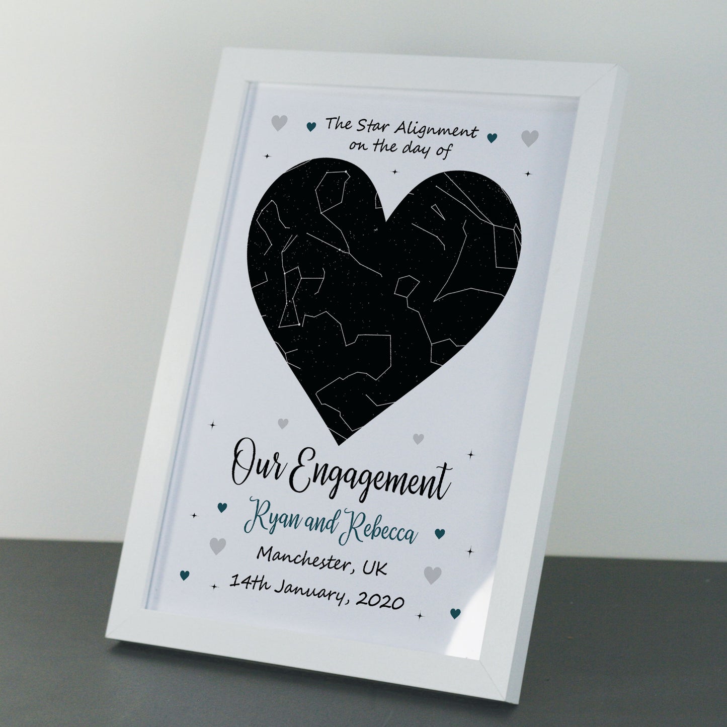 Engagement Gift Personalised Framed Star Print Gift For Him Her