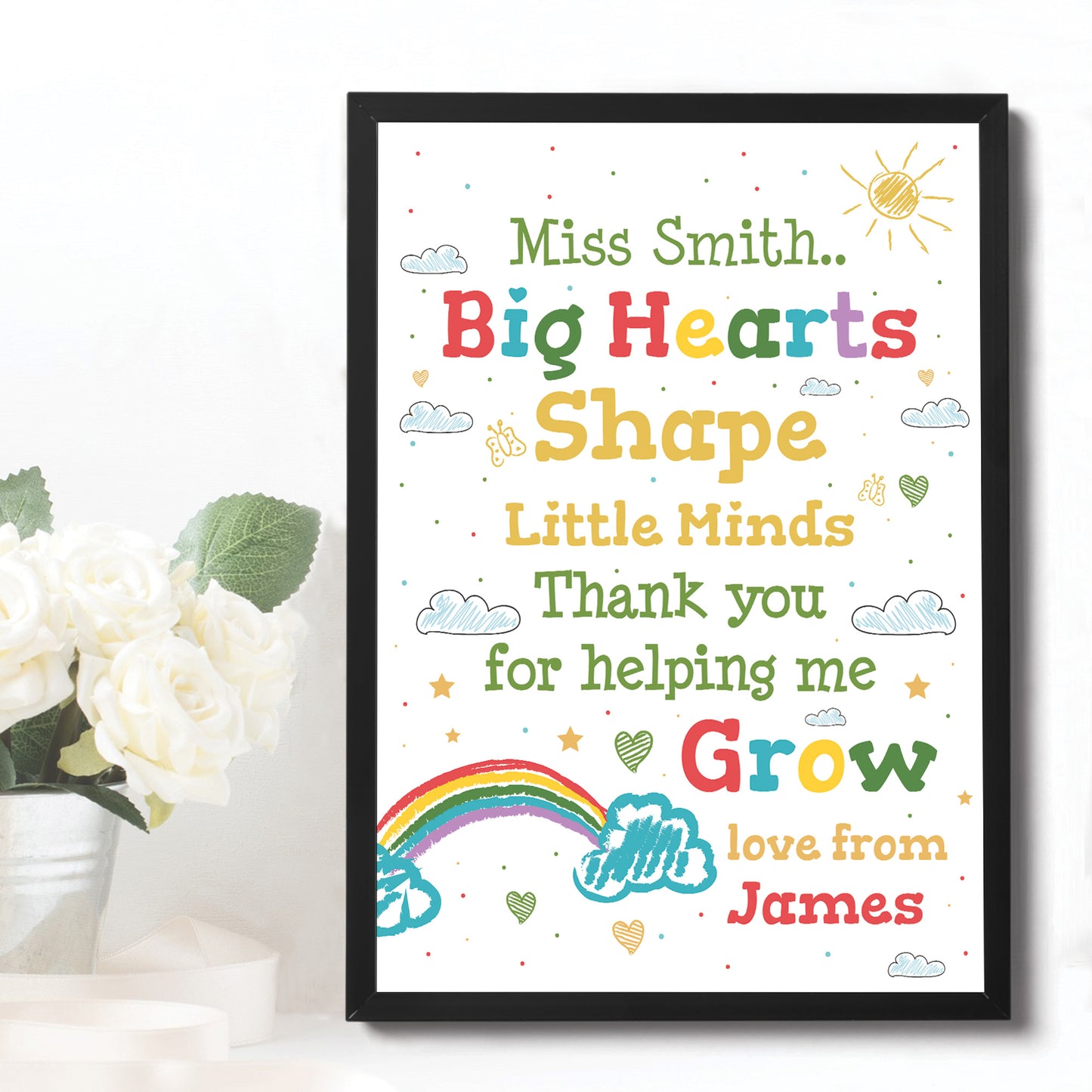 Personalised TEACHER Thank You Gift Framed Quote Print Gifts