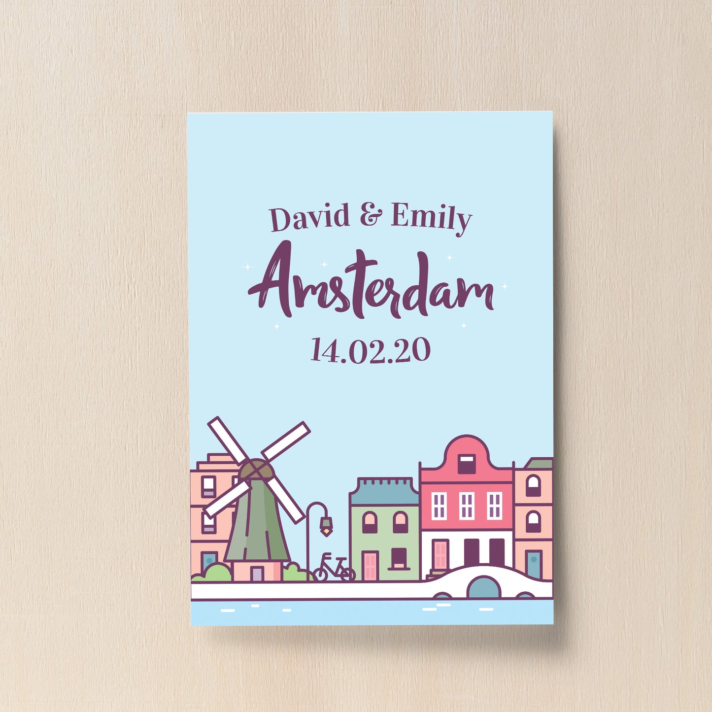 Personalised Amsterdam Print Holiday Reveal Travel Gift