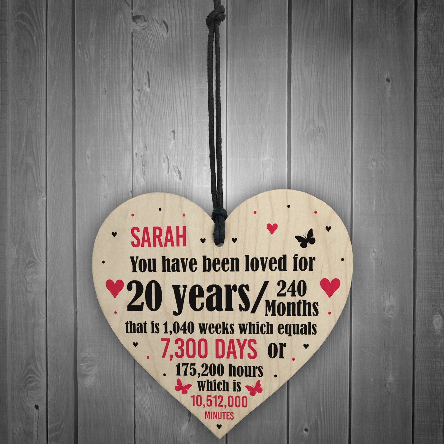 20th Anniversary Gift Personalised Heart Wedding Funny Gift