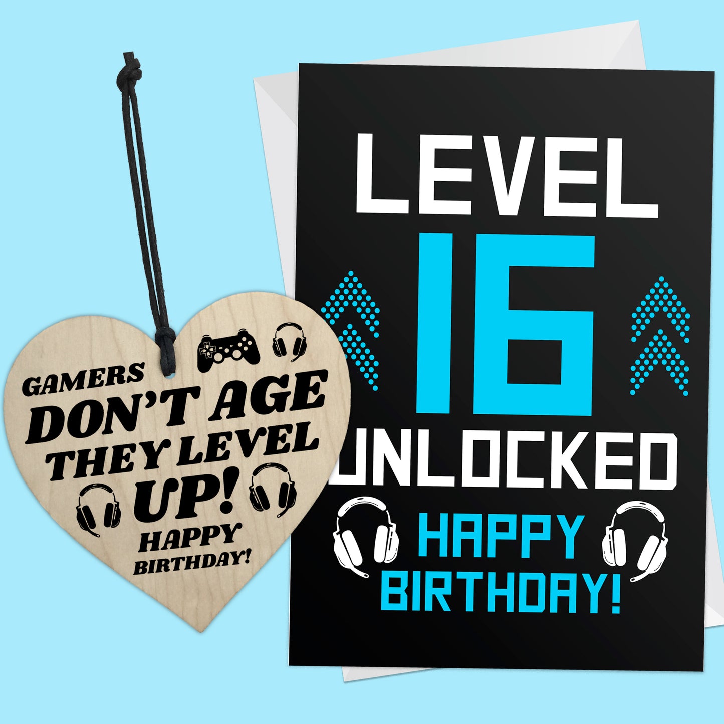 16th Birthday Card Wooden Heart Level 16 Unlocked Perfect Gift