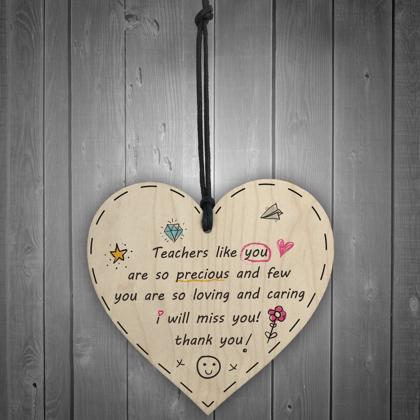 Teacher Leaving Gift Wood Heart Term End Present Thank You Sign