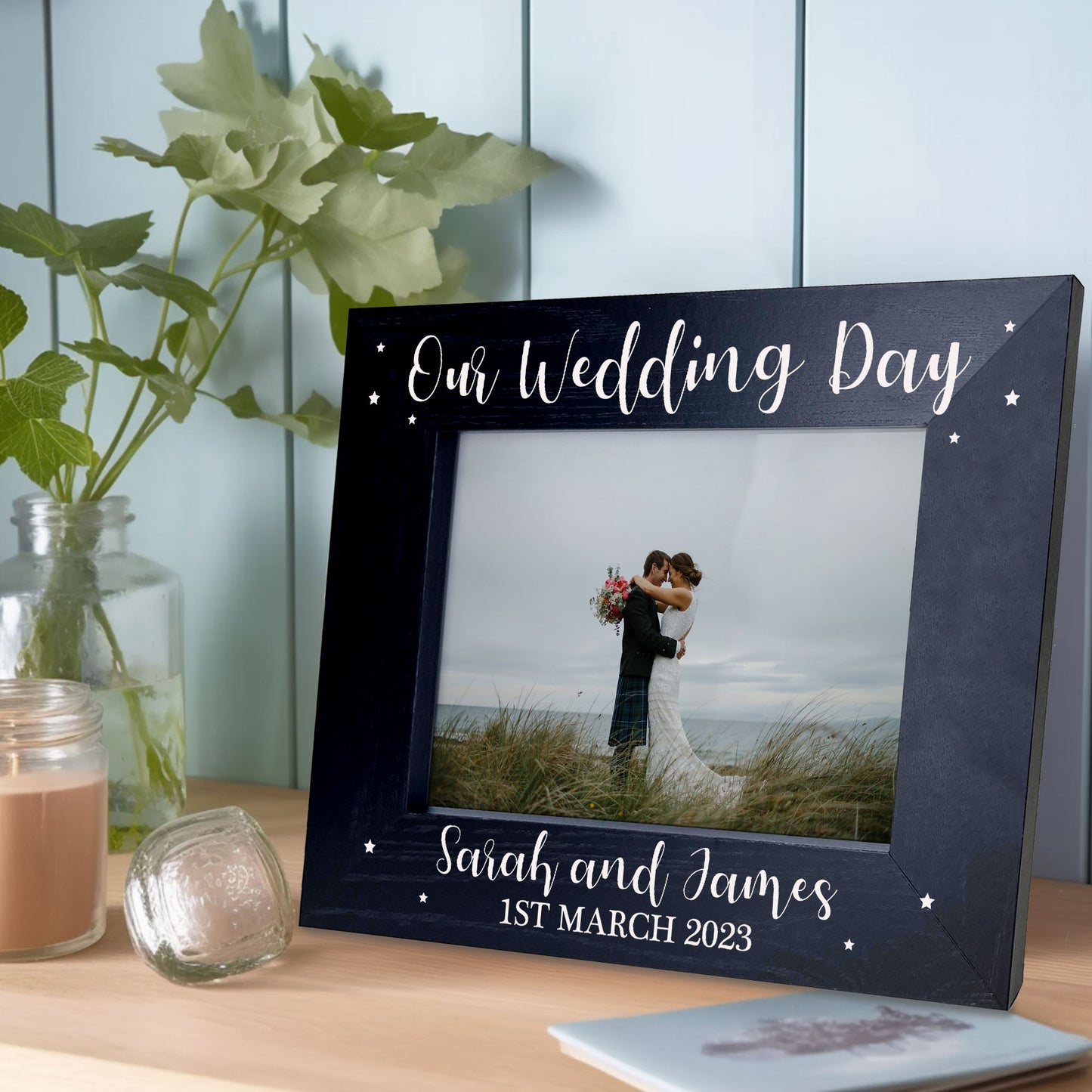 Personalised Wedding Gift Black Photo Frame For Wedding Day