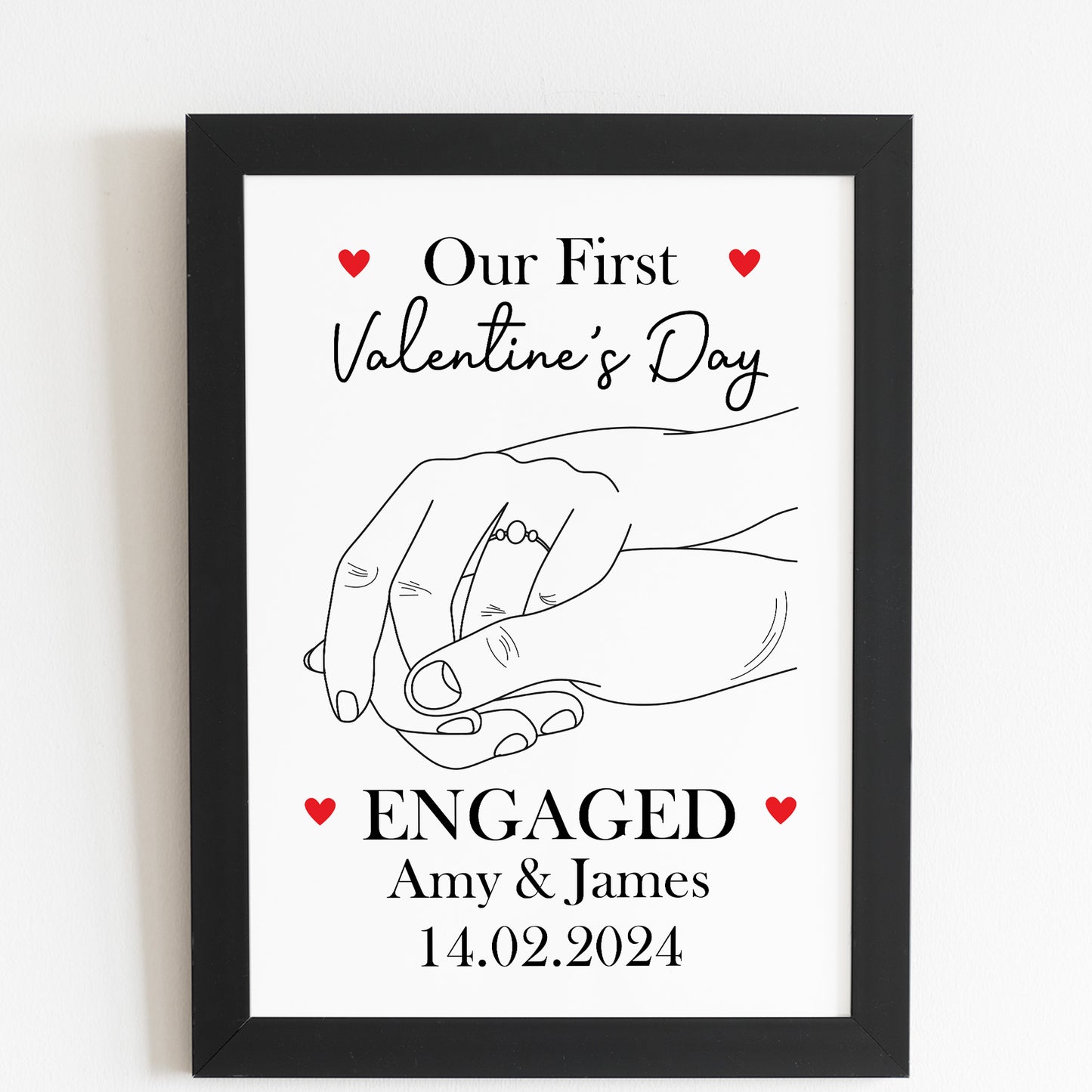 1st Valentines Day Engaged Personalised Framed Print Gifts