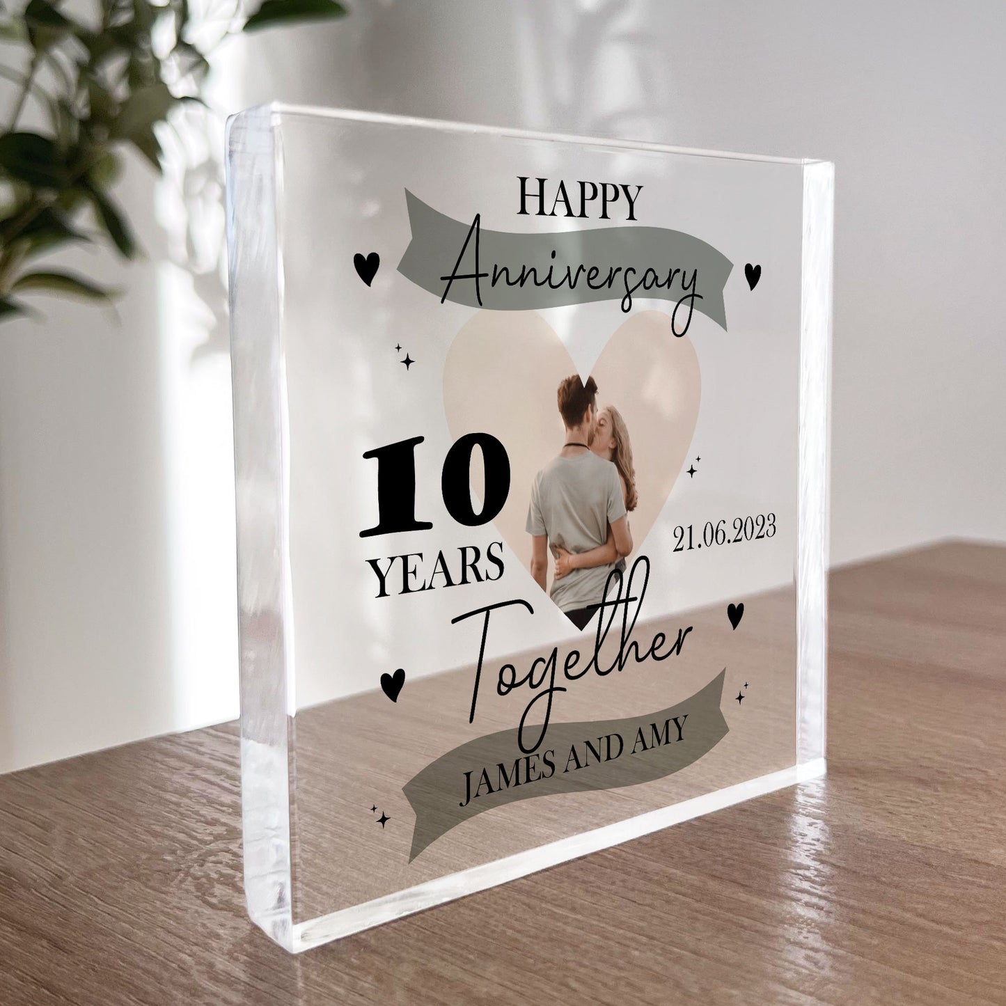 10th Wedding Anniversary Gift Personalised Photo Block Husband