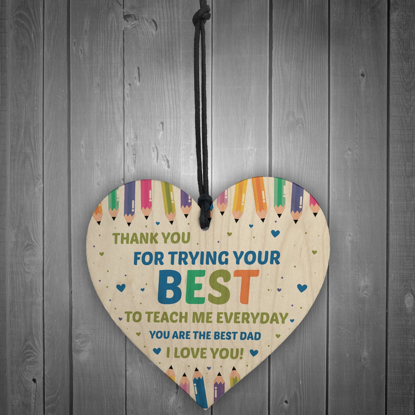 Thank You Gift For Dad Wood Heart Home School Teacher Gift