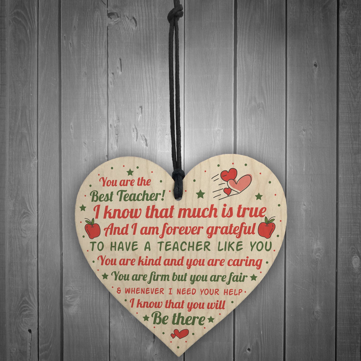 Teacher Gift Leaving Present Hanging Wooden Heart Nursery Gifts