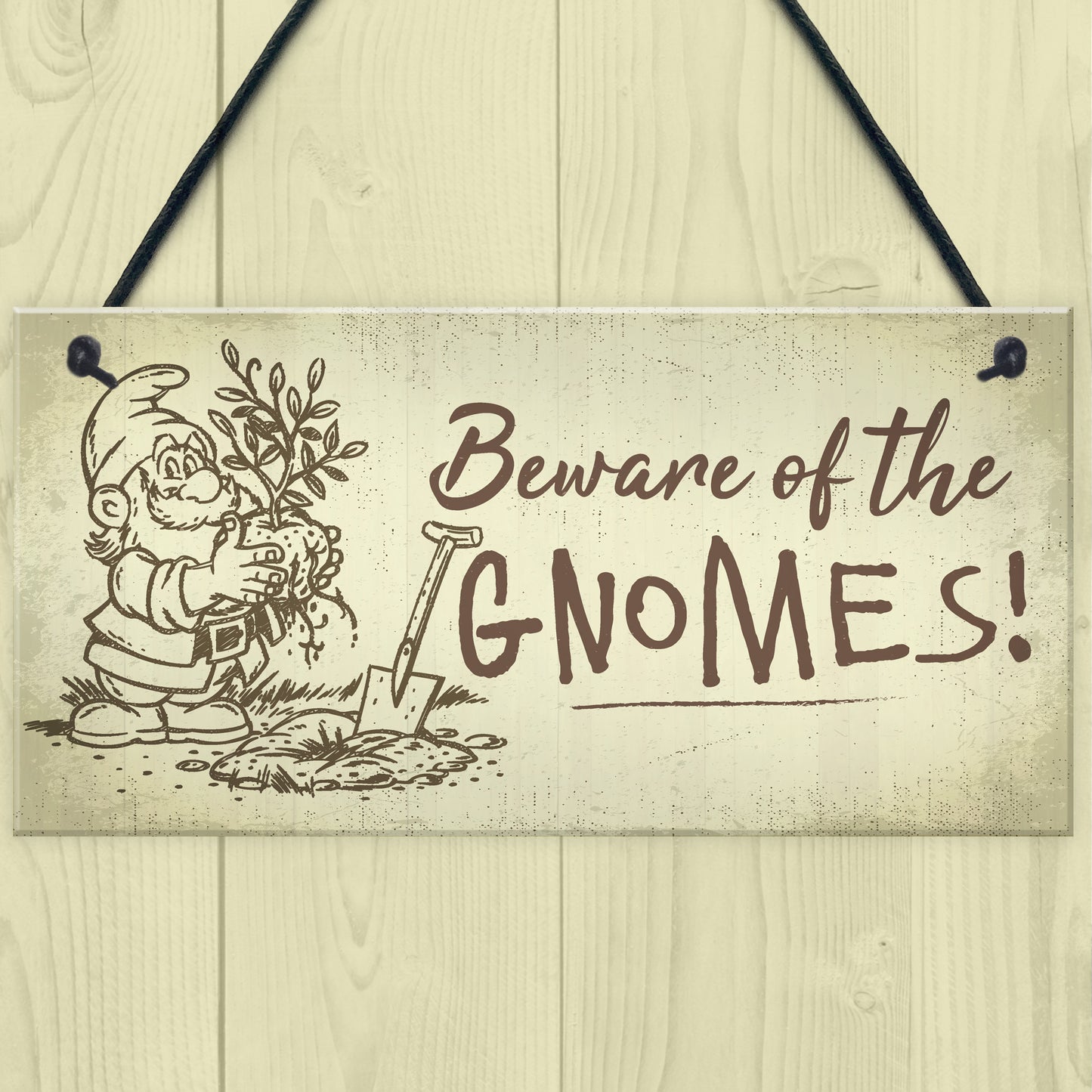 Beware Of The Gnomes Funny Garden Sign House Door Wall Plaque