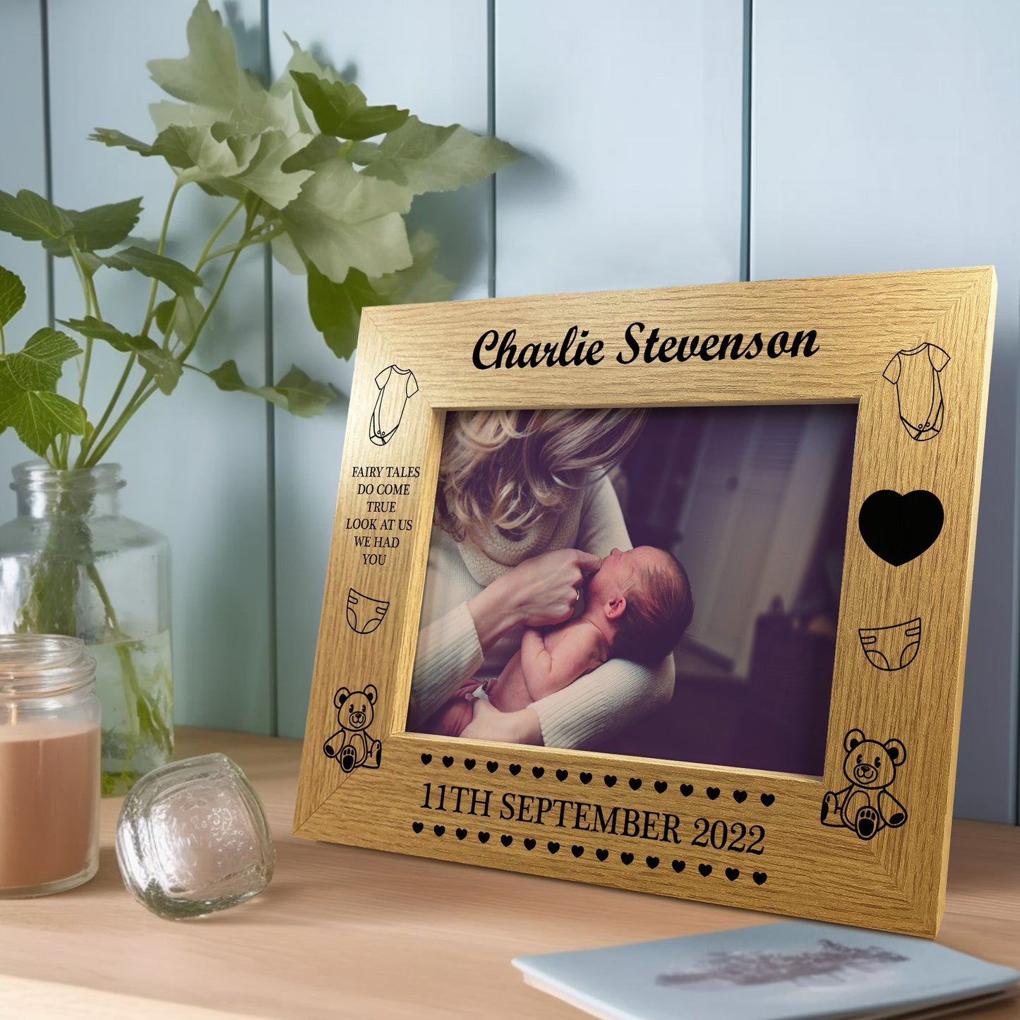 Baby Gift Personalised Photo Frame Birth Details Nursery Decor