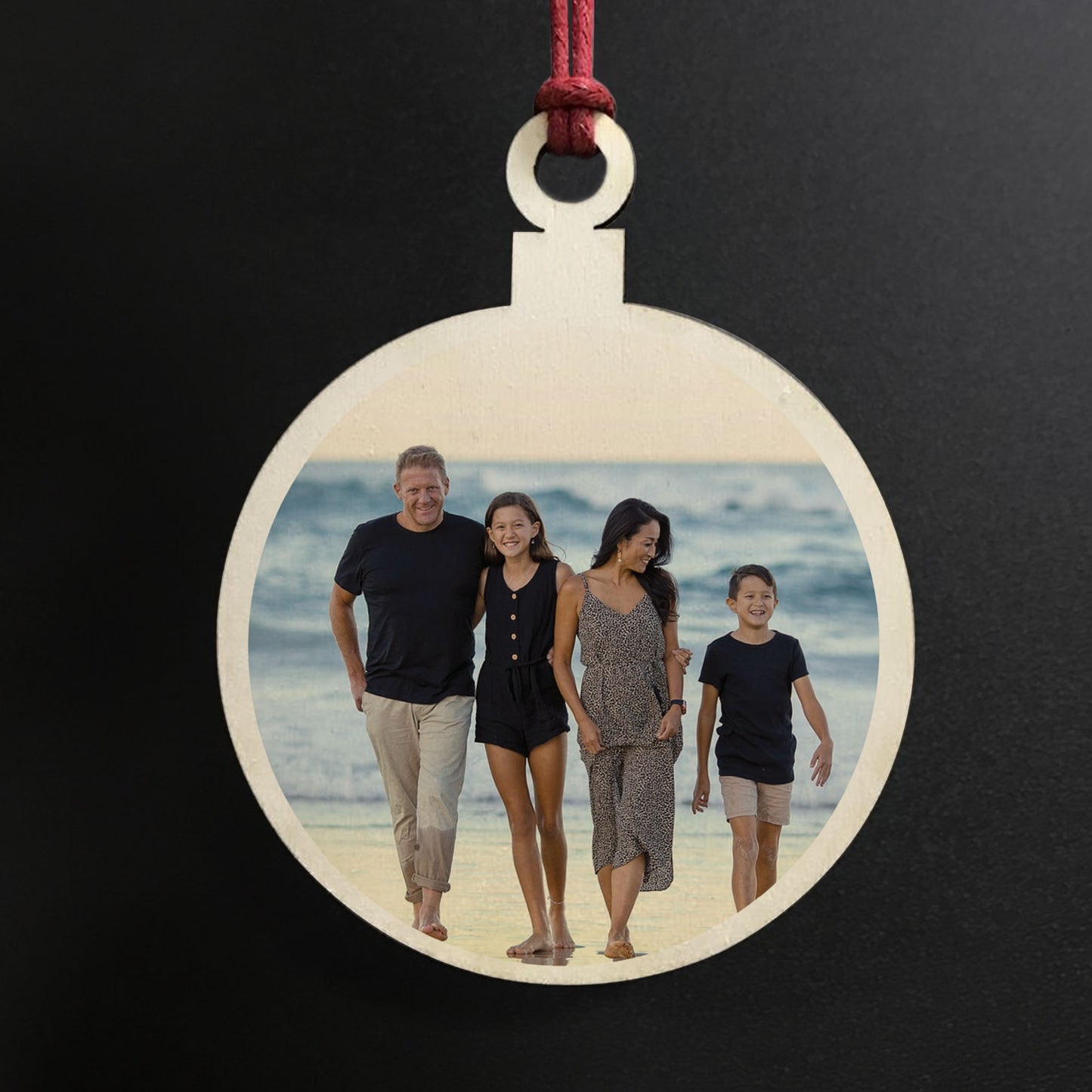 Personalised Custom Photo Wooden Bauble Tree Decoration Family