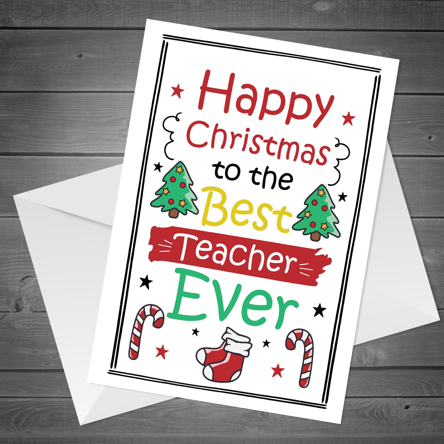 Cute Happy Christmas Card For Teacher Nursery Preschool School