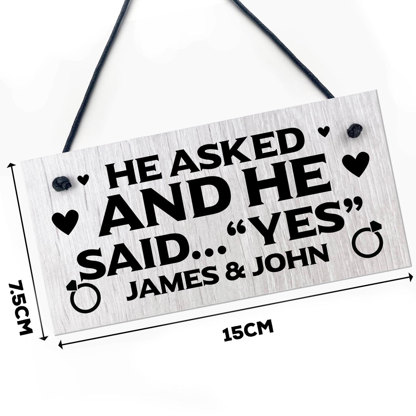 He Said Yes Hanging Shabby Sign Personalised Engagement Gifts