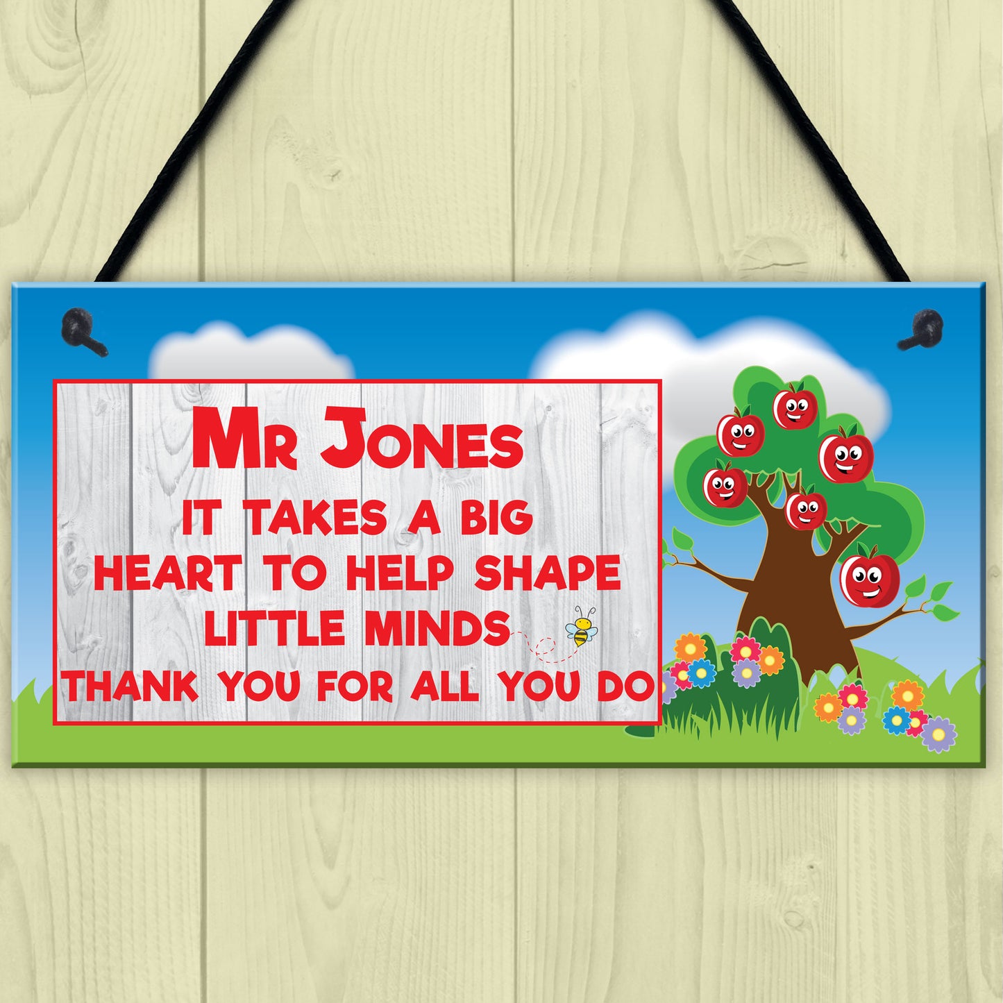 Personalised Great Teacher Big Heart Hanging Heart Thank You