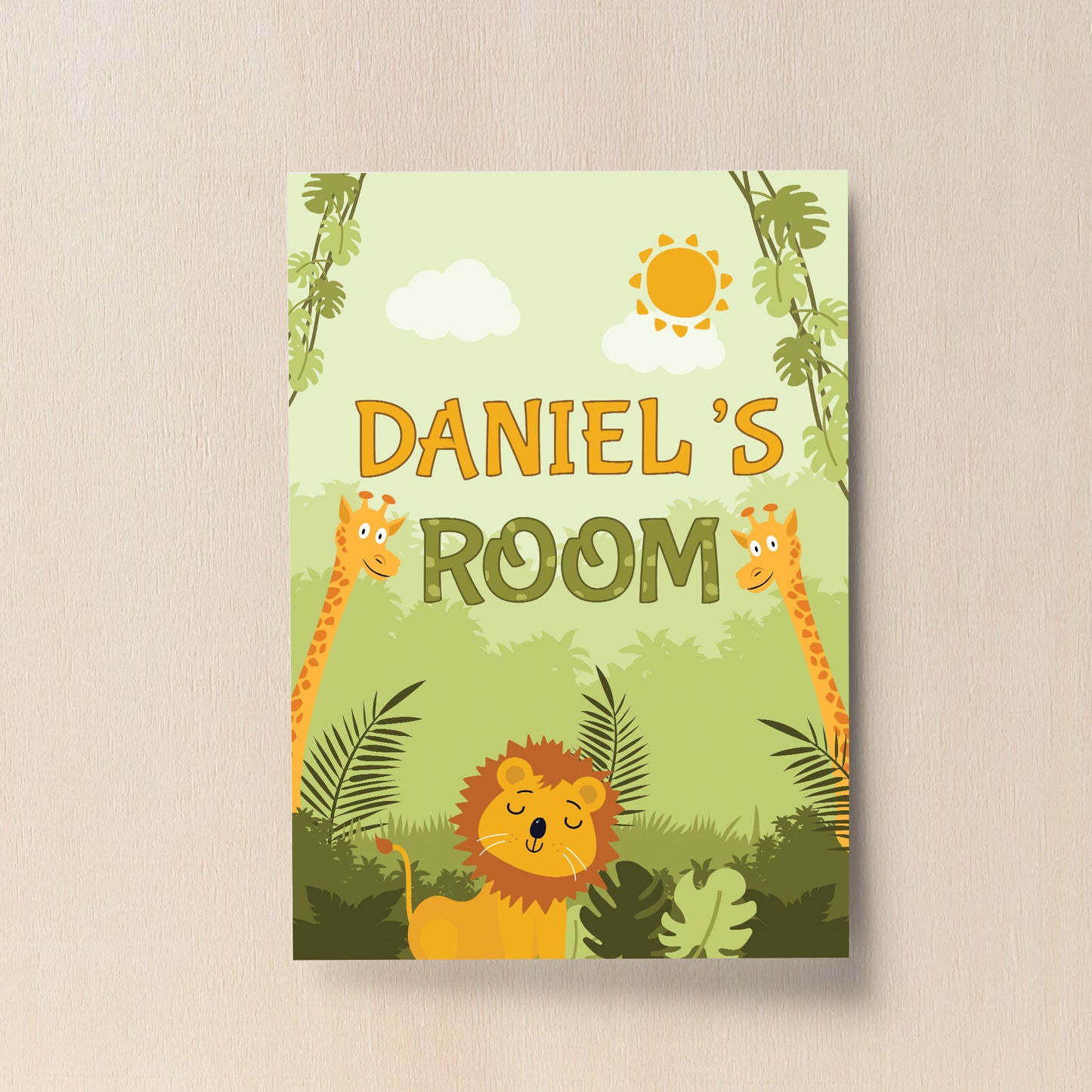 Personalised Bedroom Sign For Boys Animal Print Nursery Decor