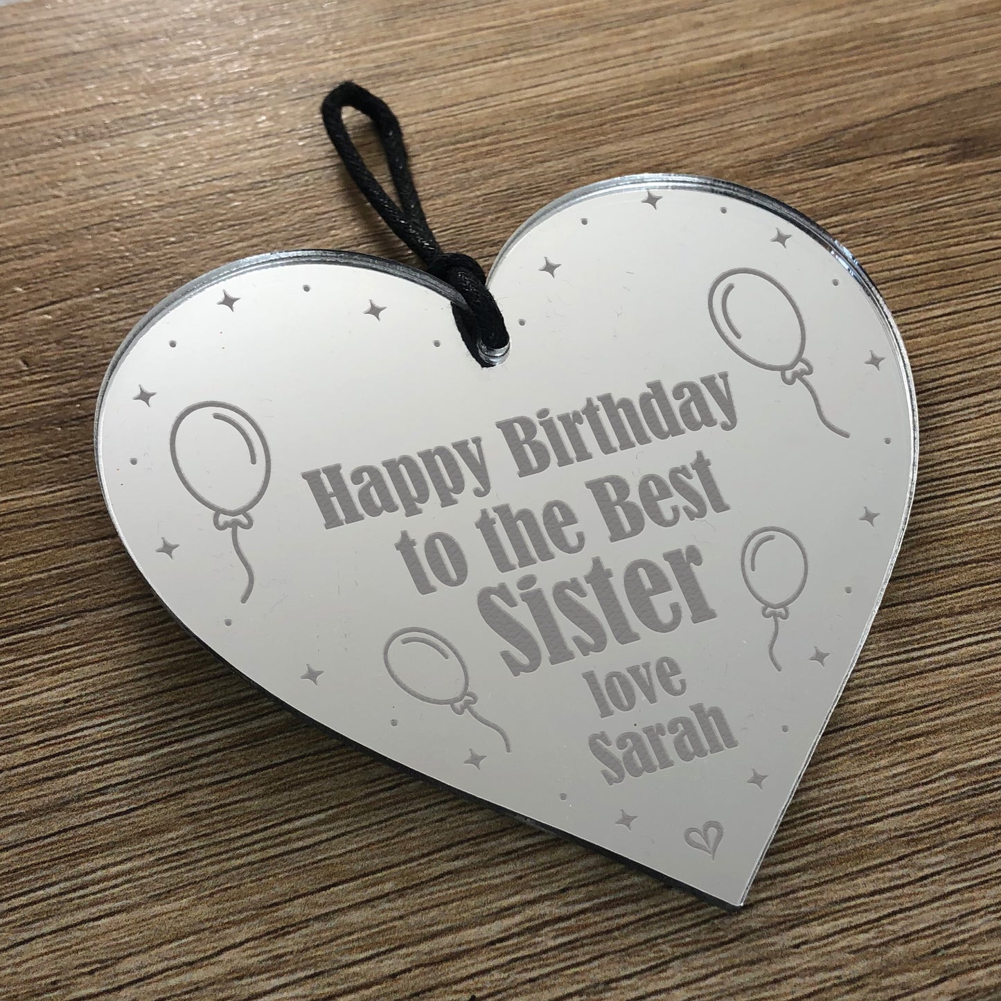 Best Sister Birthday Gift Personalised Engraved Heart Gift