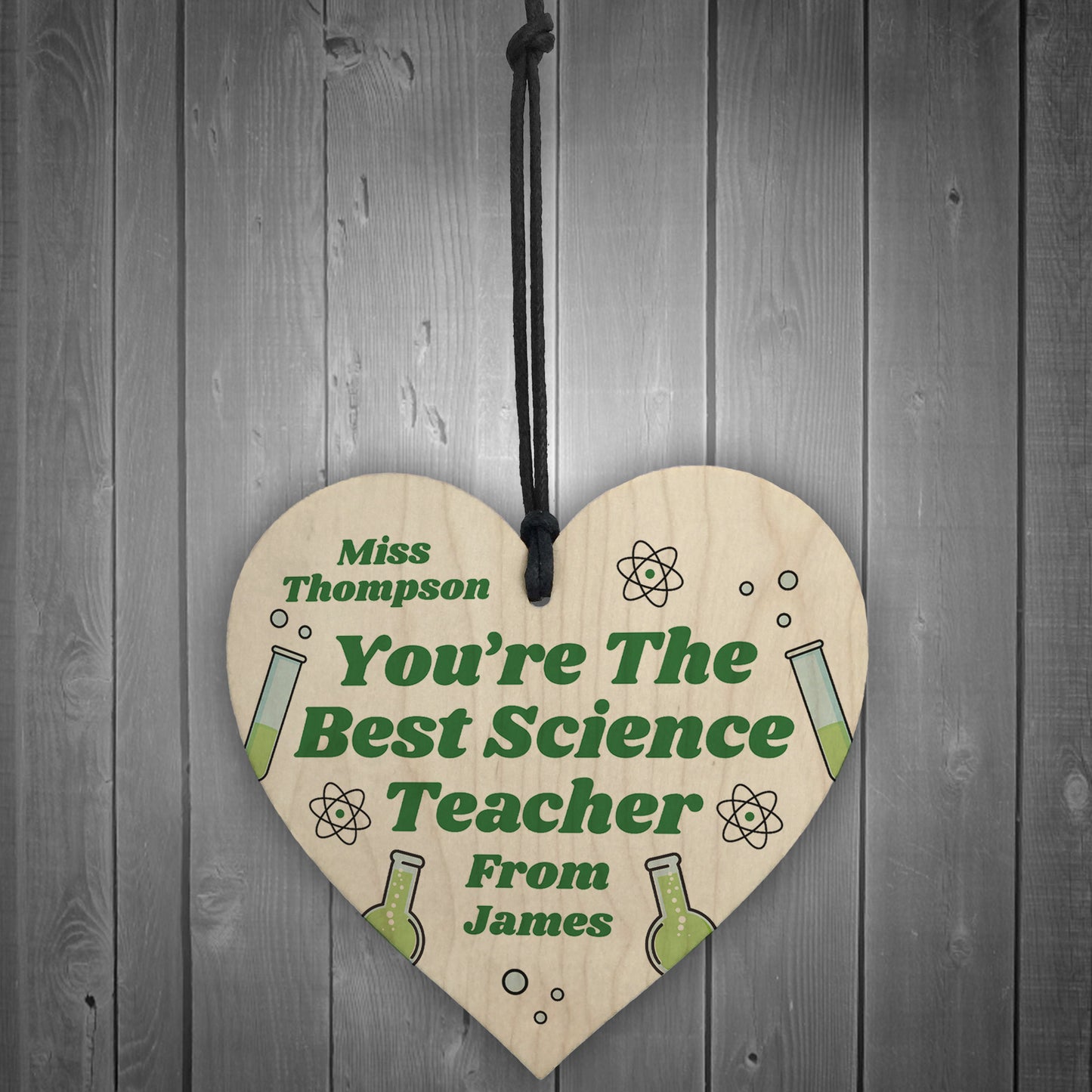 Personalised Teacher Heart Plaque Thank You Gift Science Teacher