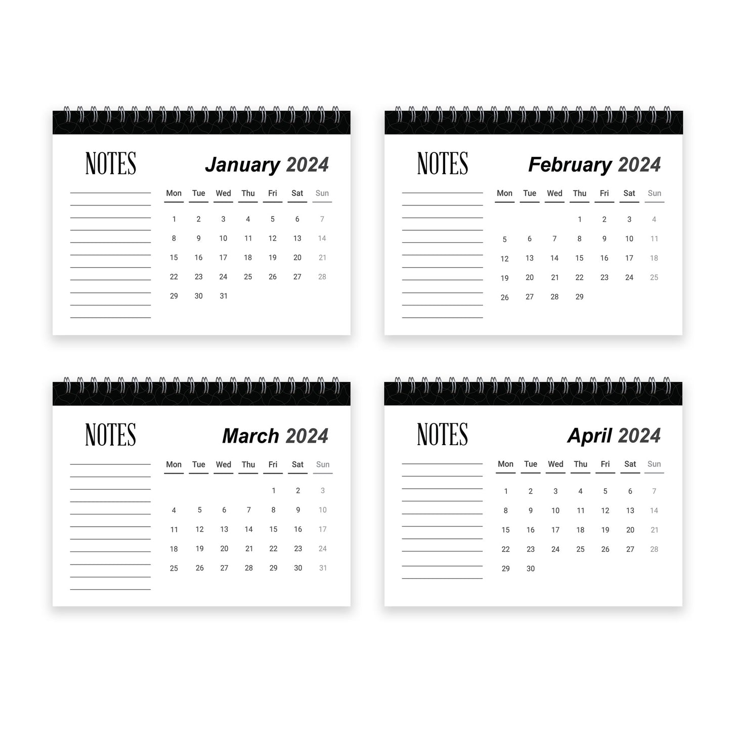 2024 Desktop Calendar A5 Monthly Planner Family Organiser