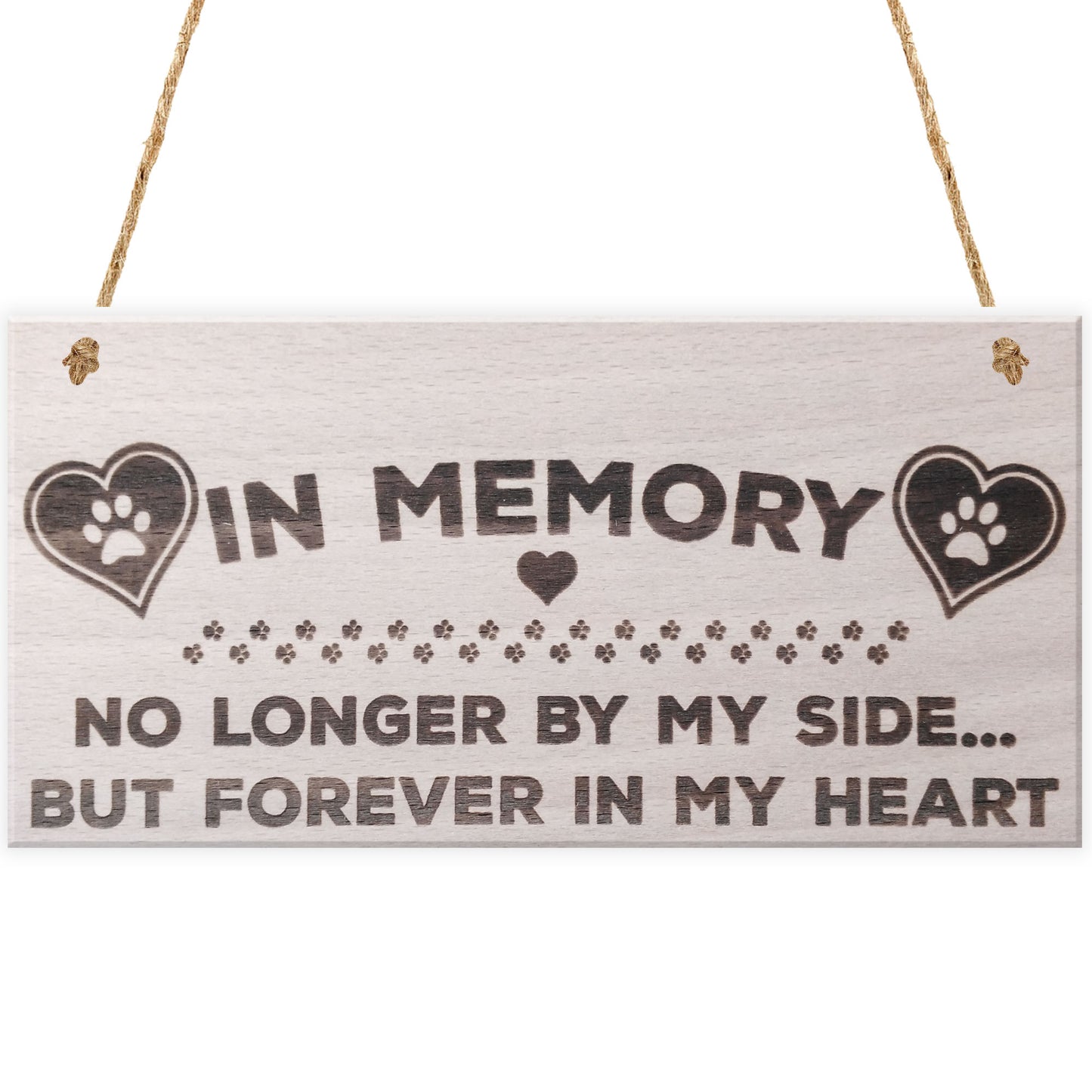In Memory Pet Memorial Plaque Wooden Hanging Paw Prints Sign