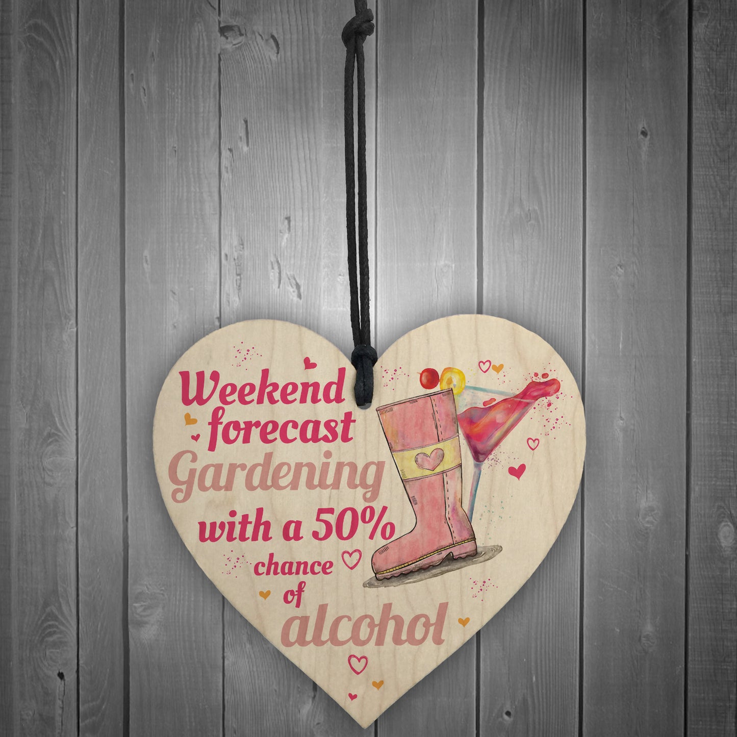 Funny 50% Of Alcohol Garden Wooden Hanging Heart Shed Sign GIFT