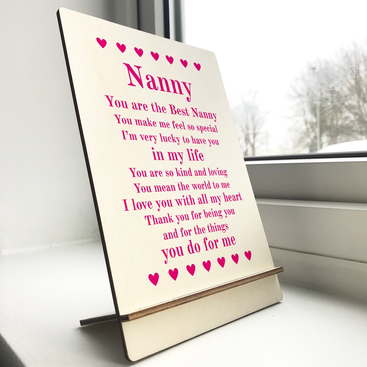 Gifts for Nanny A5 Wood Standing Sign Birthday Mothers Day Gift