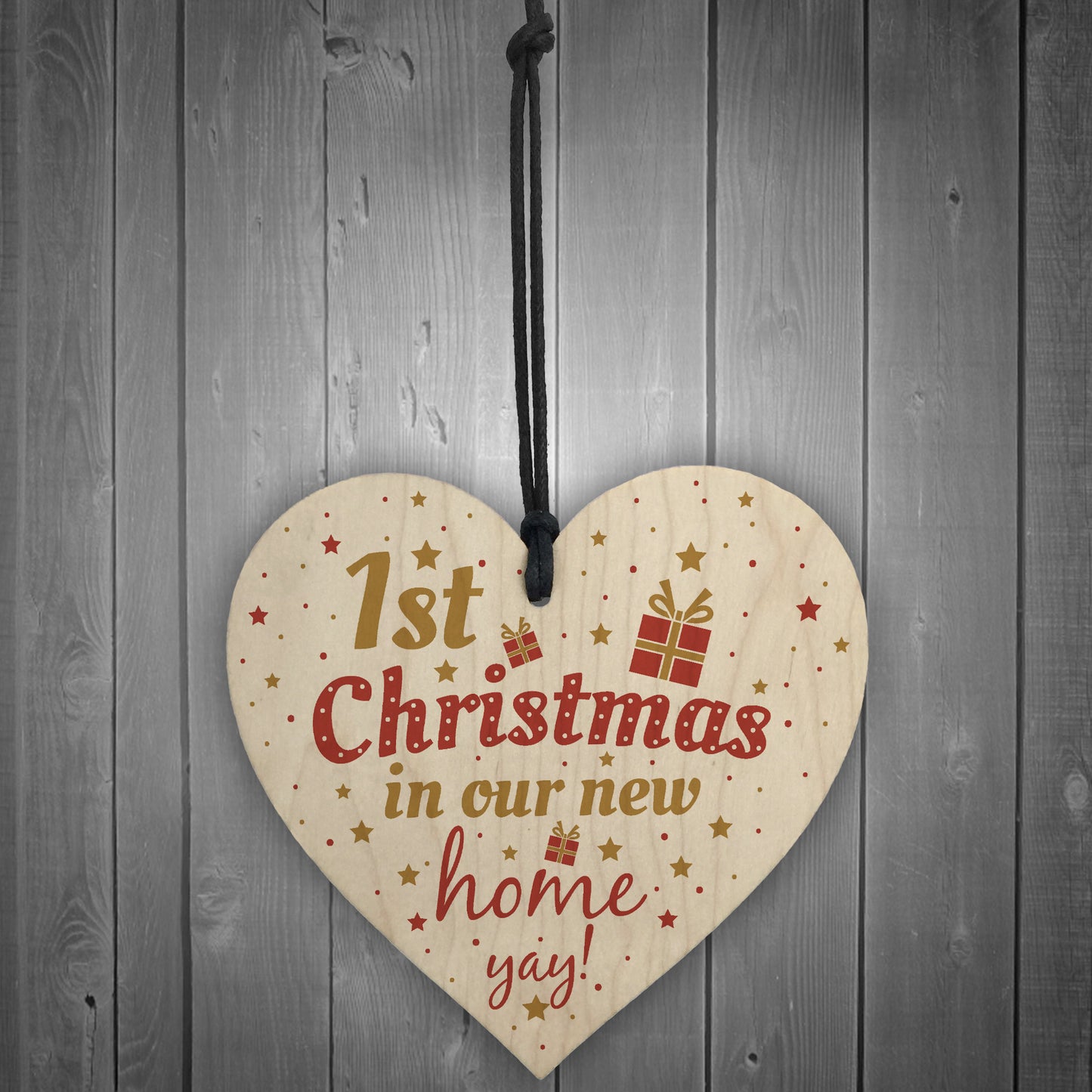 1st First Christmas New Home Plaque Wood Heart Tree Decoration