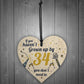 Funny Happy Birthday 34 Wood Heart Man Wife Brother Sister Gift